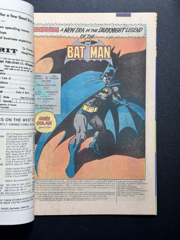 Batman #340 (1981) Jim Aparo Art - The Mole Final Battle - VF+/NM!