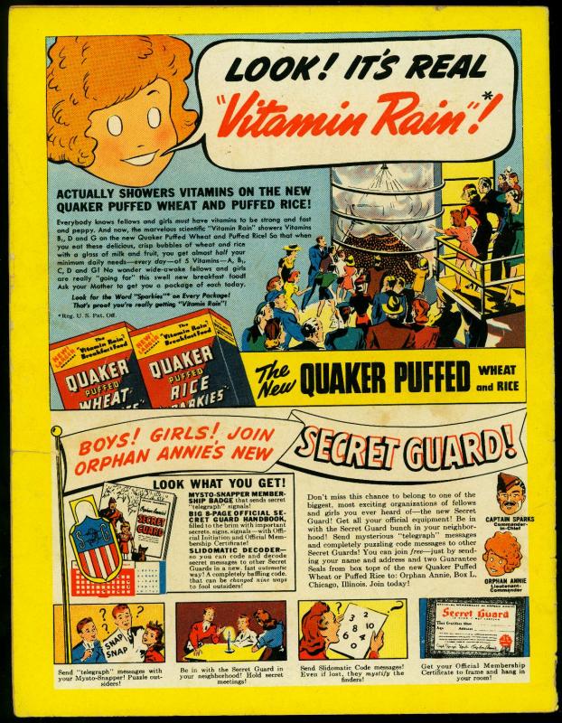 The Adventures of Little Orphan Annie Quaker Puffed Wheat promo comic VG