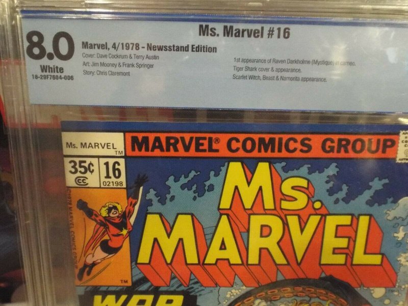 Ms. Marvel #16 - CBCS 8.0 - 1978 - 1st Appearance of Mystique in Cameo