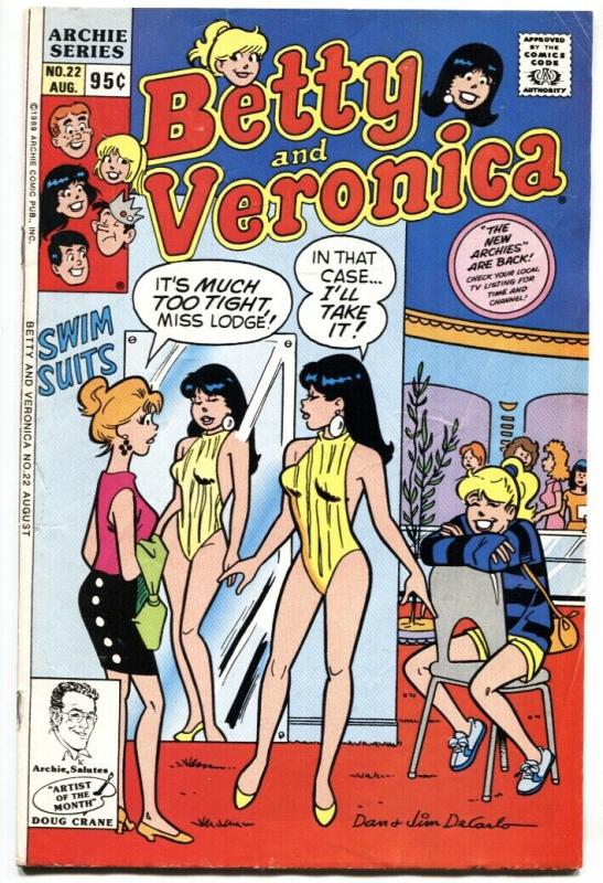 Betty and Veronica #22 1989- Spicy DeCarlo cover- Bathing Suit is Too Tight!!!