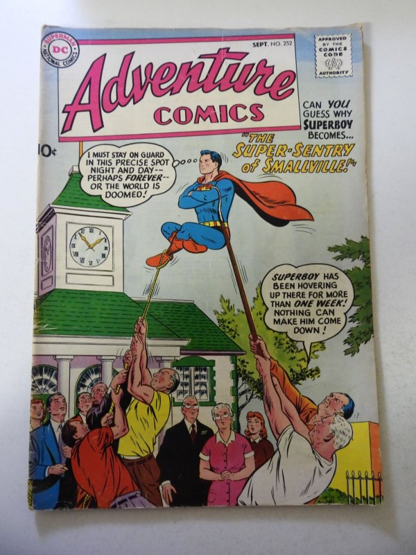 Adventure Comics #252 (1958) VG- Condition 1/4 spine split, moisture stains bc