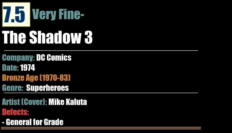 The Shadow 3 (1974) VF- 7.5 Bronze Age DC Comics