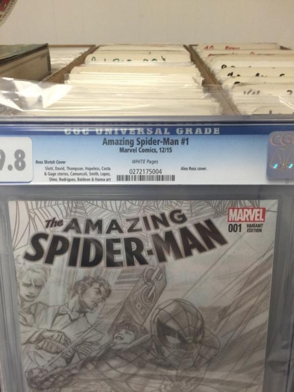 Amazing Spider-Man 1 2015 Cgc 9.8 Alex Ross Sketch Variant And Regular Cover