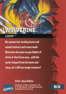 1995 FLEER ULTRA #52 WOLVERINE  CARD