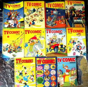 TV COMIC ANNUAL - Set of 11 British Annuals from 1965 to 1979 all F or better