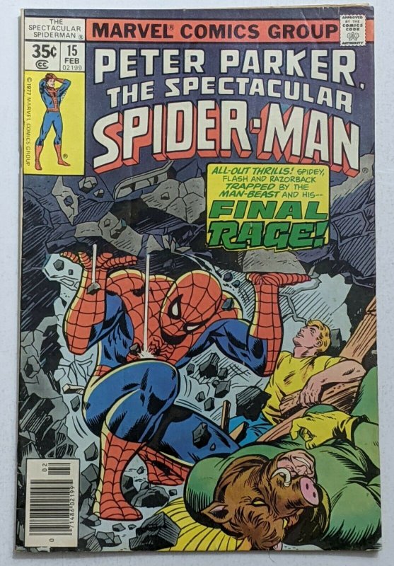 Spectacular Spider-Man #15 (Feb 1978, Marvel) VG 4.0 Man-Beast appearance