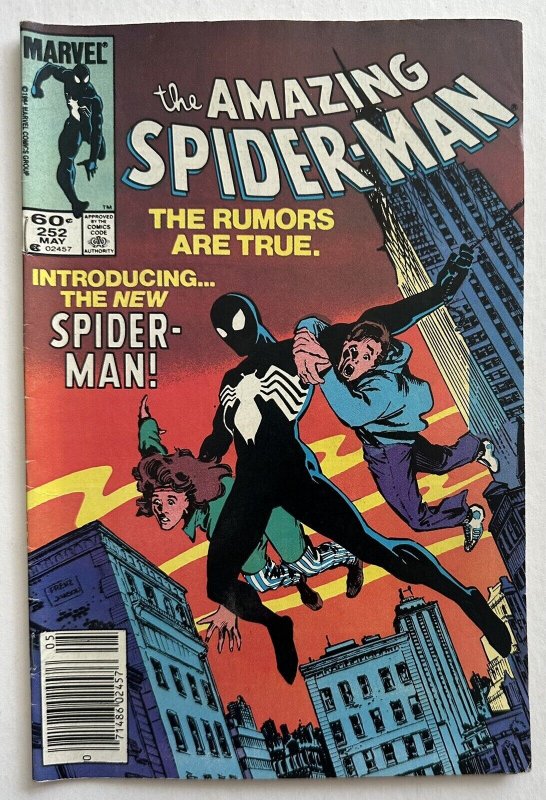 (1984) Amazing Spider-Man #252 NEWSSTAND Variant Cover! 1st Black Costume!