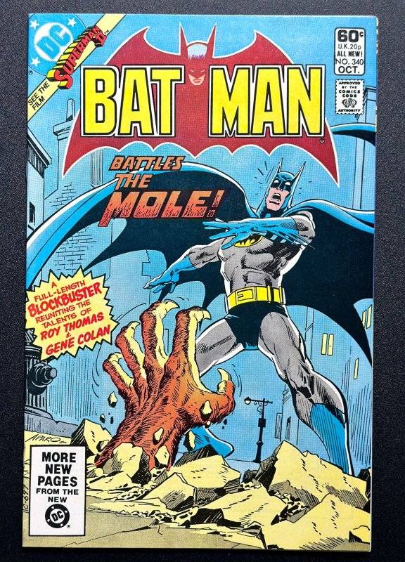 Batman #340 (1981) Jim Aparo Art - The Mole Final Battle - VF+/NM!