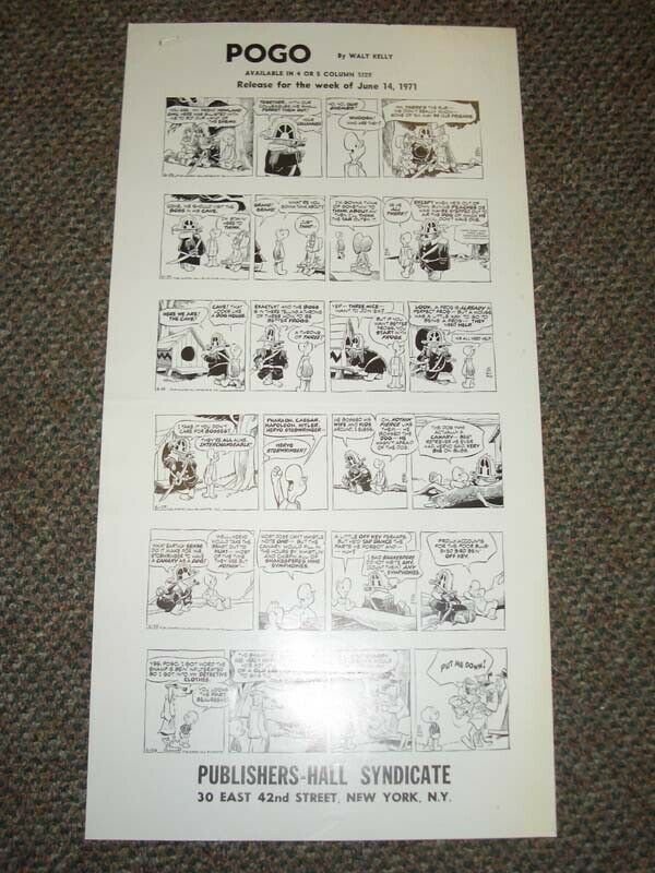 POGO-WALT KELLY-NEWSPAPER COMIC PROOF SHEET-6/14/1971