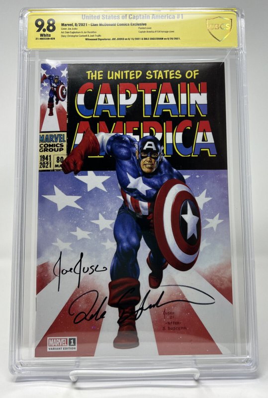 UNITED STATES OF CAPTAIN AMERICA #1  JUSKO Sig by Jusko 9.8  1st app A.Fischer