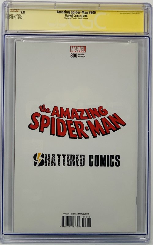 Amazing Spider-Man #800 CGC 9.8 Shattered Edition Signed & Sketch by Dimasi