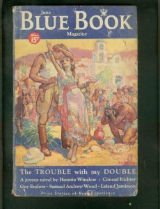 BLUE BOOK PULP-6/1934-GUY ENDORE HORROR ISSUE-DARKTOWN  G-