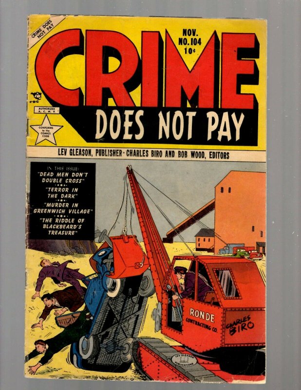 Crime Does Not Pay # 104 VG/FN Lev Gleason Golden Age Comic Book Biro Wood JK7