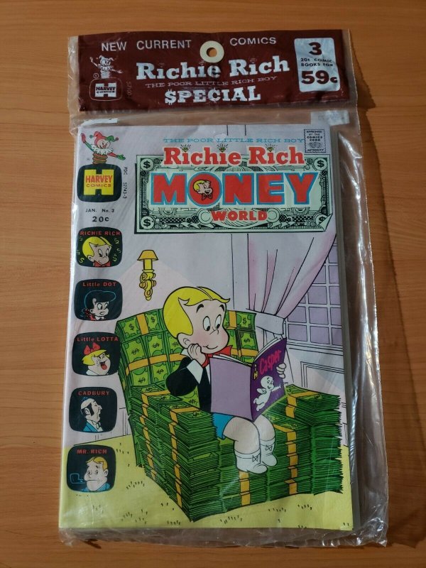 1973 Harvey 3 Pack Sealed Richie Rich #118, Money World #3 & Riches #4 SEALED!