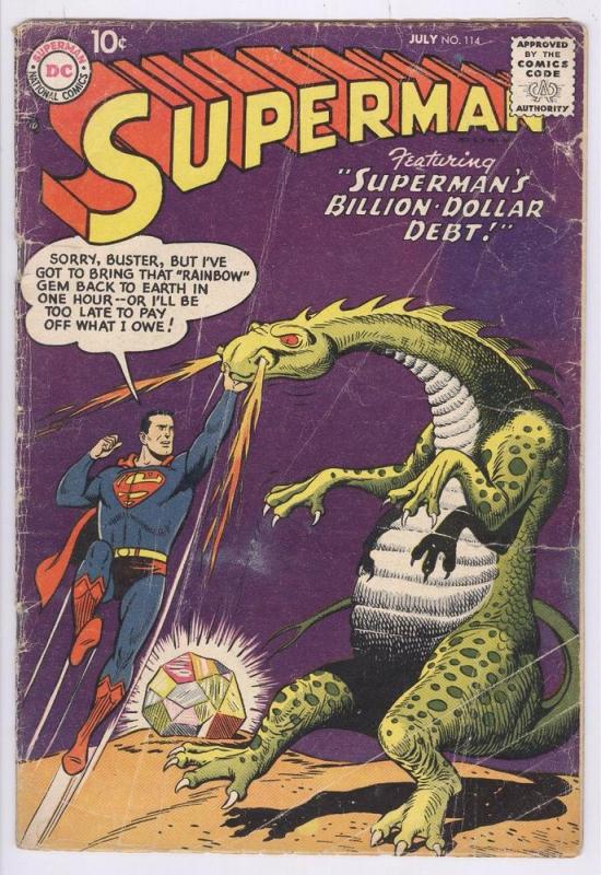 Superman Comic #114 (1957) GD DC Silver Age