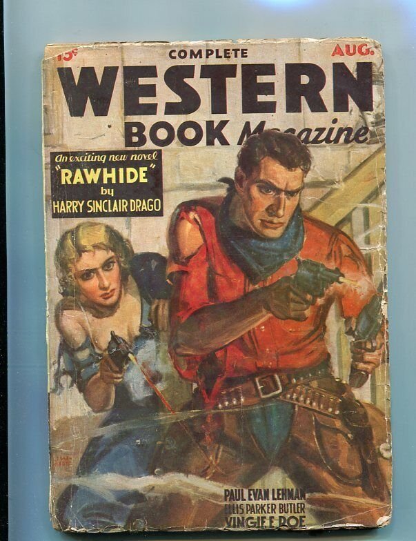 COMPLETE WESTERN PULP-AUGUST-1935-GUN GIRL-WOW-RARE! VG