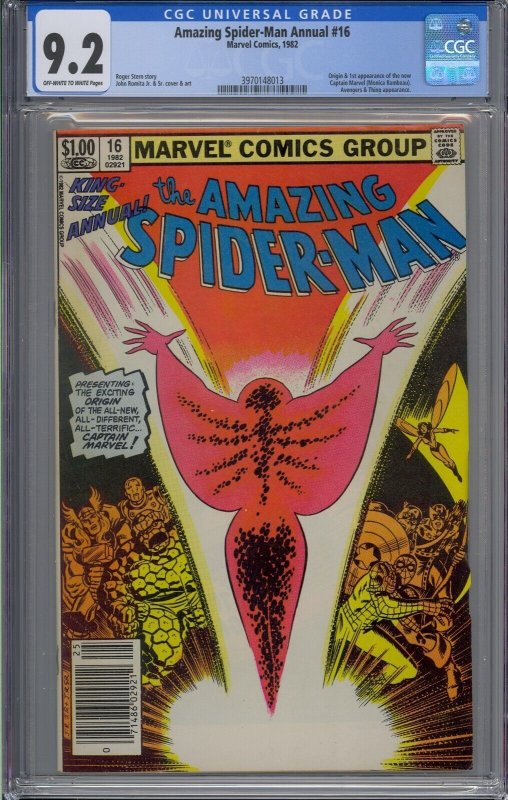 AMAZING SPIDER-MAN ANNUAL #16 CGC 9.2 1ST MONICA RAMBEAU NEWSSTAND  