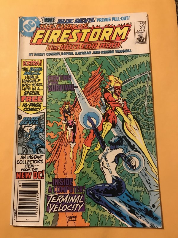 The Fury of Firestorm #24 : DC 6/84 Fn; 1st appearance BLUE DEVIL, Newsstand