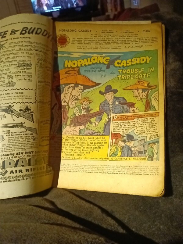 Vintage Hopalong Cassidy #53 March 1951 Golden Age Photo Cover Fawcett Comics