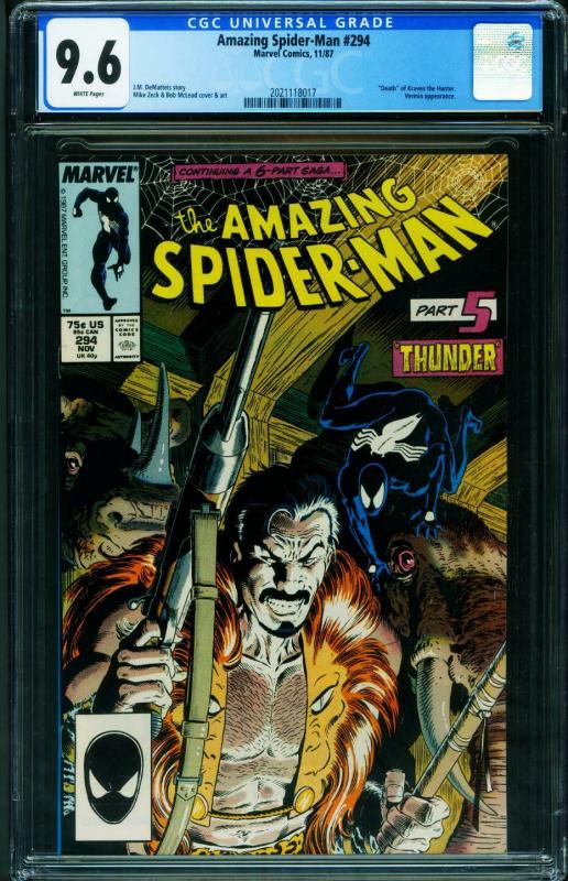 AMAZING SPIDER-MAN #294 CGC 9.6 Death of KRAVEN-1987-2021118017