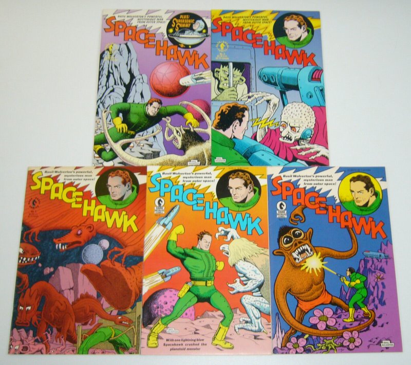 Spacehawk #1-5 complete series - basil wolverton - science fiction hero 2 3 4