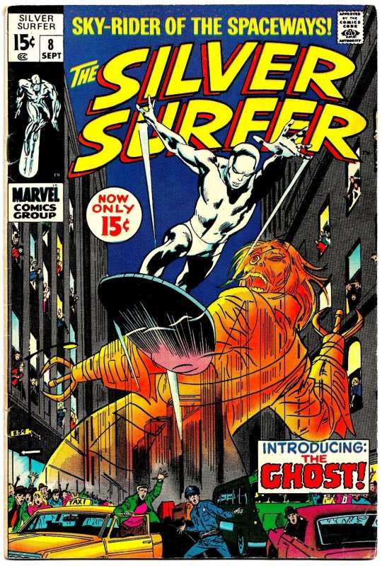 SILVER SURFER #8 (Sept1969) 8.0 VF  John Buscema! The GHOST! Excitement & Angst!