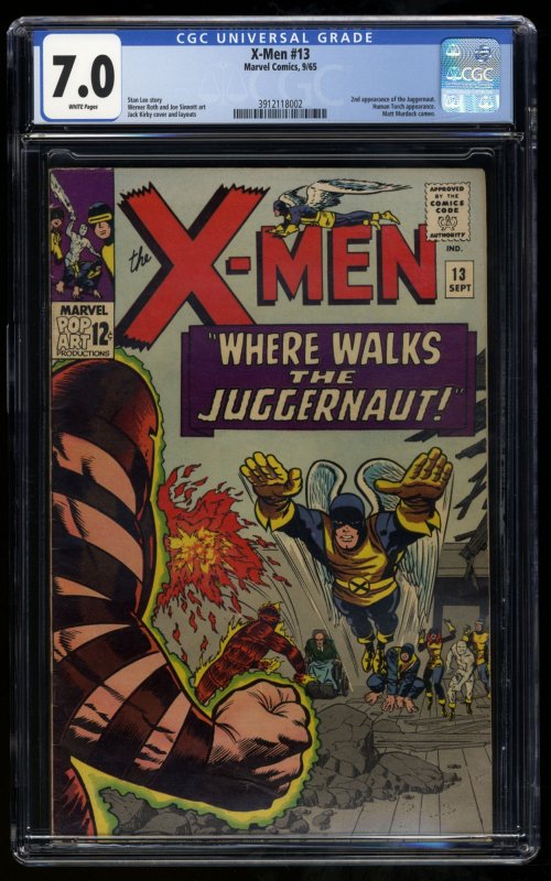 X-Men #13 CGC FN/VF 7.0 White Pages 2nd Appearance Juggernaut! Stan Lee!