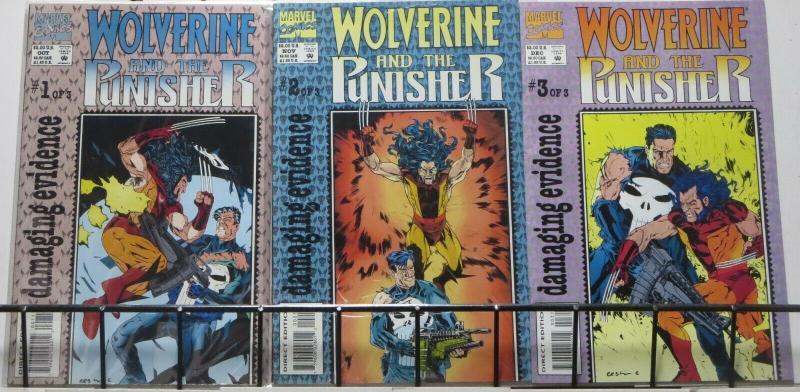 WOLVERINE AND THE PUNISHER: DAMAGING EVIDENCE (Marvel,1993) #1-3 VF-NM COMPLETE!