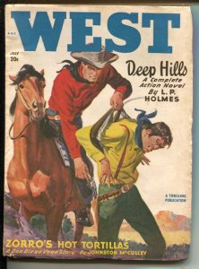 West 7/1949-Thrilling-Zorro -Johnston McCulley-hero pulp--gunfight cover-VG