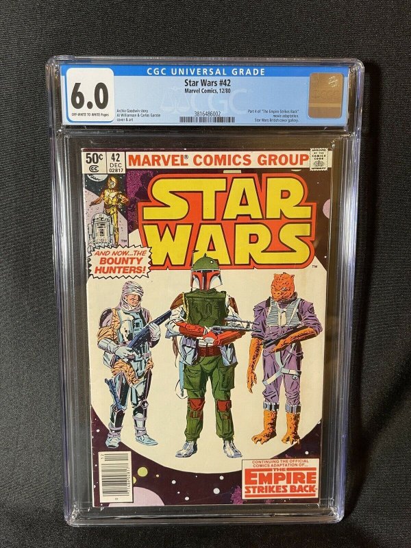 Star Wars #42 CGC 6.0 - Newsstand 1st Appearance Boba Fett ~ Marvel Disney+