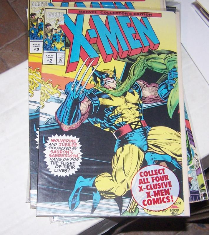 X-MEN # 2 MARVEL 1993 RARE PIZZA HUT POLYBAGGED wolverine +jubilee vs sabertooth
