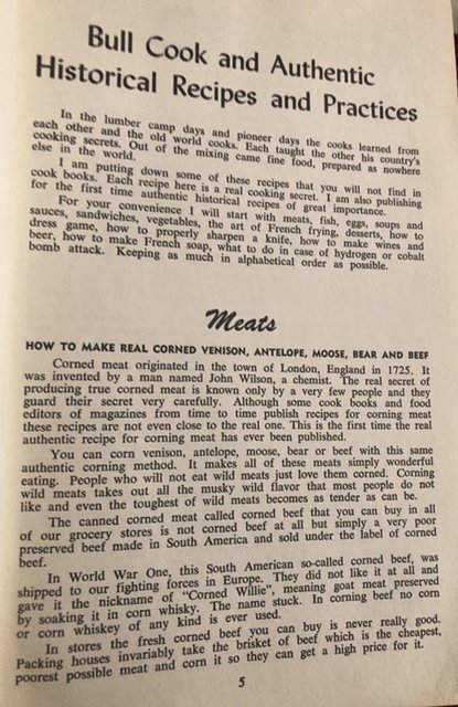 Bull cook & Authentic Historical recipes and practices, 1963, 248p,Cold War!!