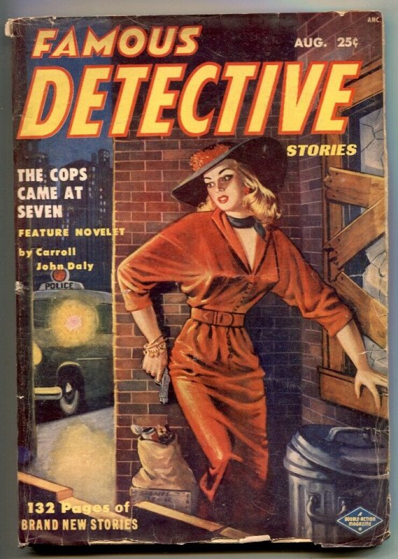 Famous Detective Stories Pulp August 1953- headlight cover