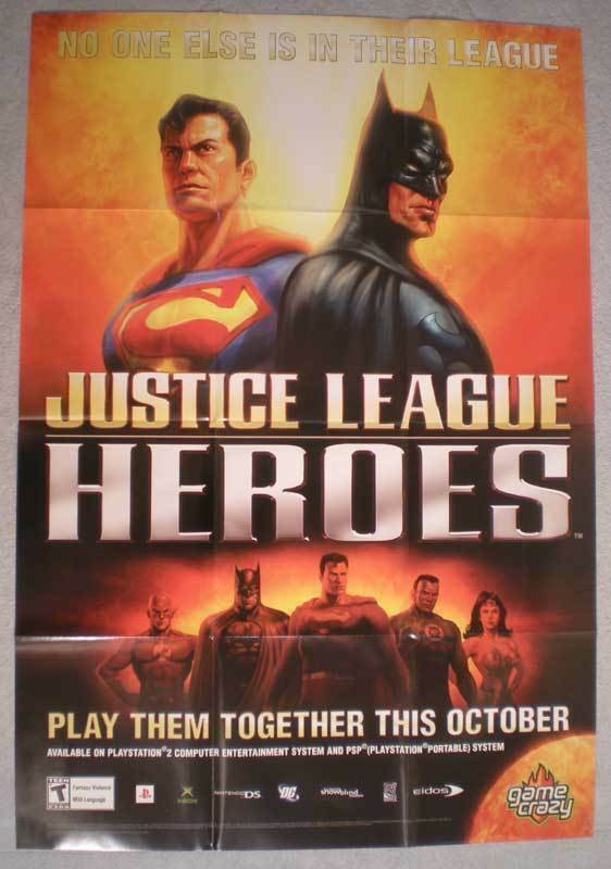 JUSTICE LEAGUE HEROES Promo poster, 25 x37, 2006, Unused, more in ou