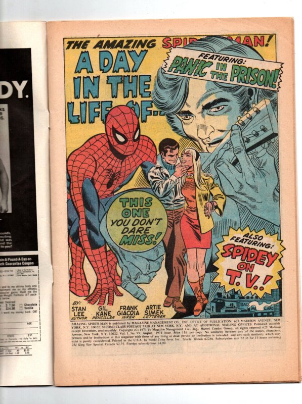 Amazing Spider-Man #99 - prison riot cover - 1971 - VG