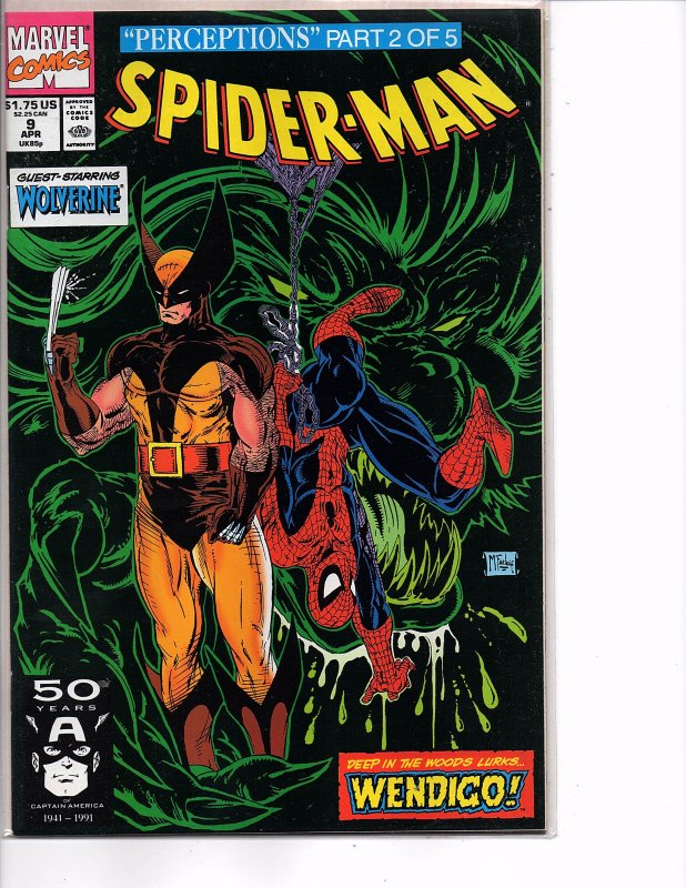 Marvel Comics Spider-Man #9 Todd McFarlane Story & Art Wendigo Wolverine