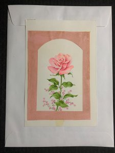 HAPPY MOTHERS DAY Painted Single Pink Rose 6x9 Greeting Card Art #MD514