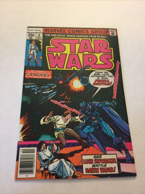 Star Wars 6 Vf- Very Fine- 7.5 Newsstand Edtion Marvel Comics