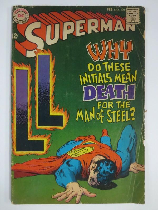 SUPERMAN  #204 (DC,2/1968) GOOD (G) Ross Andru! Otto Binder, Al Plastino