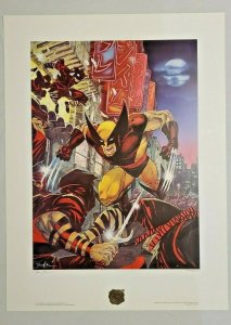 WOLVERINE & PUNISHER MARVEL SIGNED PRINTS JIM LEE BAD NIGHT FOR THE NINJAS #699