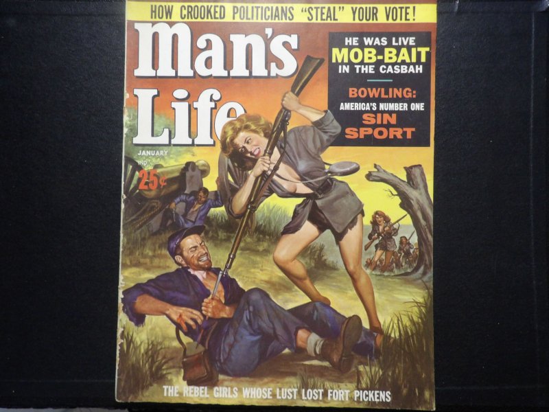 Man's Life January 1962 Rebel Girls of Fort Pickens FN Pulp