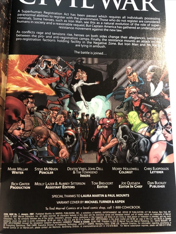 Civil War (2006) #7 Signed Steve McNiven ~ Marvel Comics | Dexter Vines
