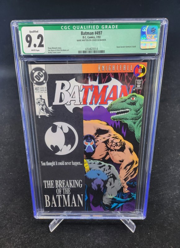 Batman #497 - Signed Bob Kane w/ COA LTD 1993 (CGC Qual 9.2) 1993