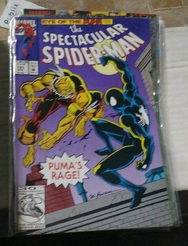 SPECTACULAR  SPIDER-MAN # 191 1992 MARVEL  pumas rage black costume