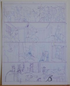 DOUGLAS PASZKIEWICZ original art, ARSENIC LULLABY BIG STALL page 5, 11x14,prelim