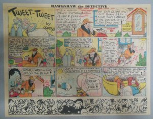 Hawkshaw The Detective Sunday Page Gus Mager from 12/18/1938 Size 11 x 15 inch