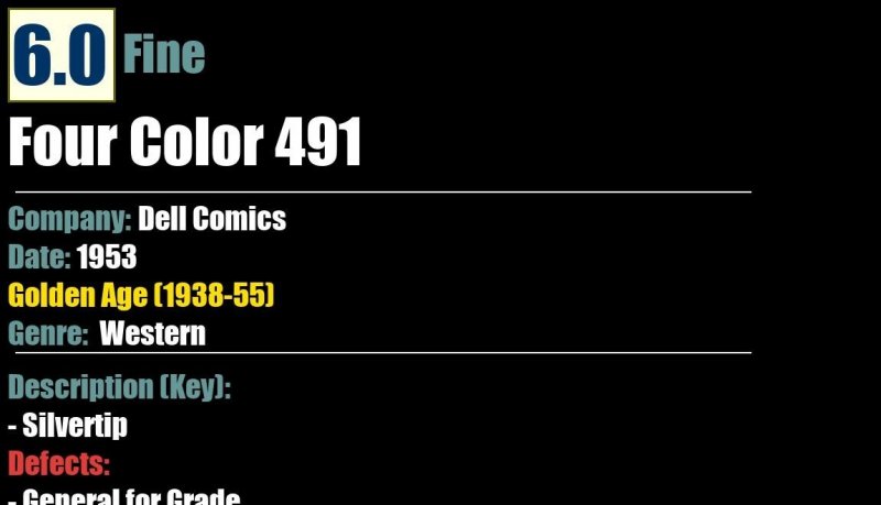 Four Color 491 (1953) FN Silvertip Western Dell Comics