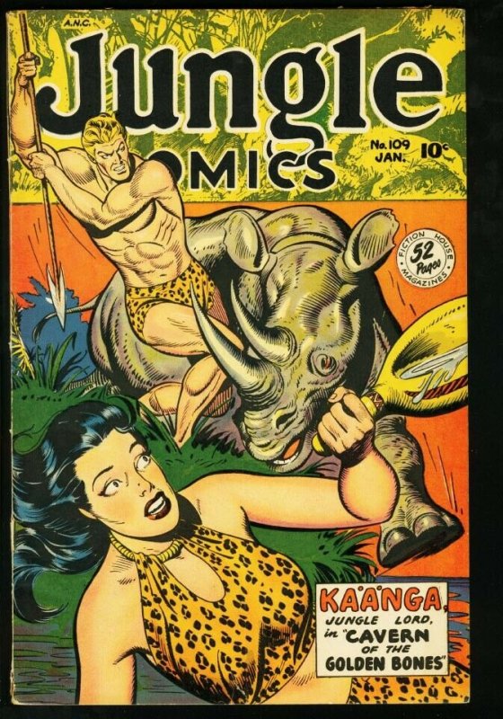 JUNGLE COMICS #109 FICTION HOUSE-BAKER ART-1949 SPICY VG/FN