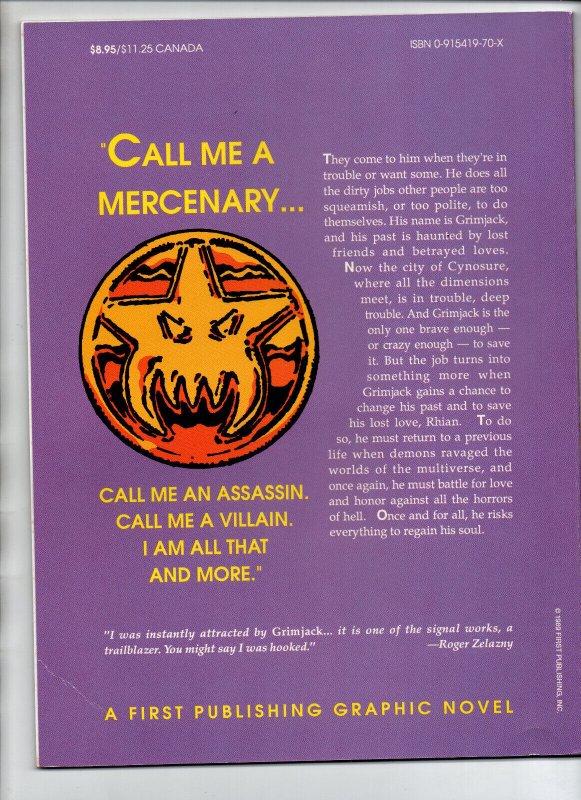 Demon Knight: Grimjack Graphic Novel TPB - Ostrander - Zelazny - 1989 - NM