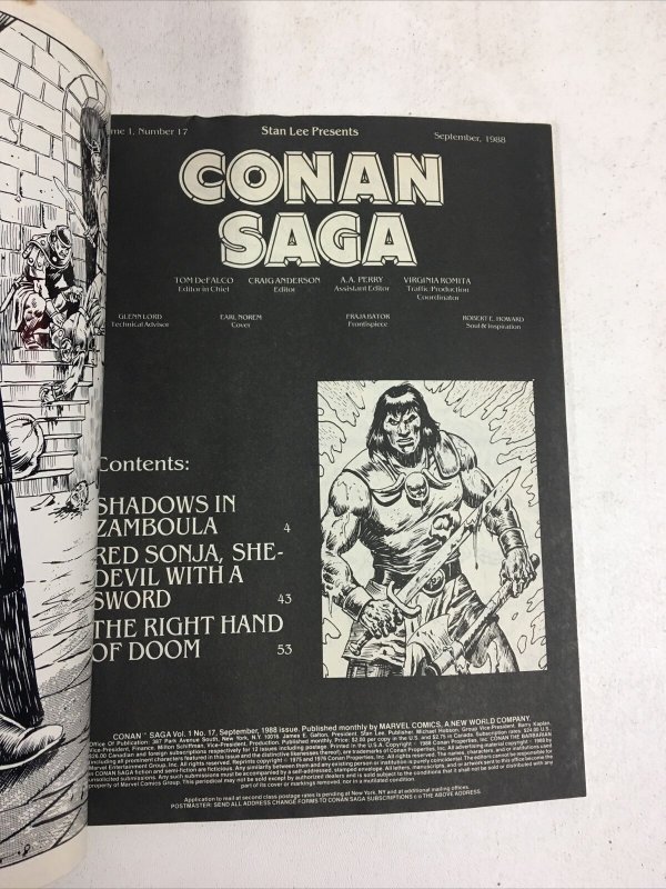 Conan Saga #17 SEPT Earl Norem Marvel Comics Magazine 1988 VF ZAMBOULA